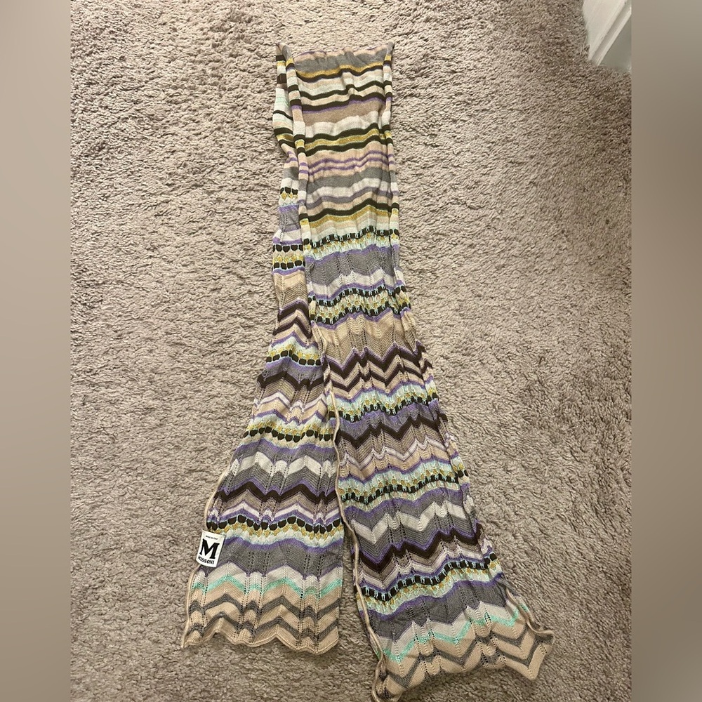 MISSONI CHEVRON WOVEN WOOL SKINNY SCARF - Picture 8 of 8